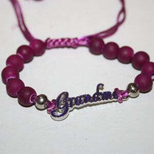 Beautiful purple beaded and silver Grandma bracelet Adjustable
